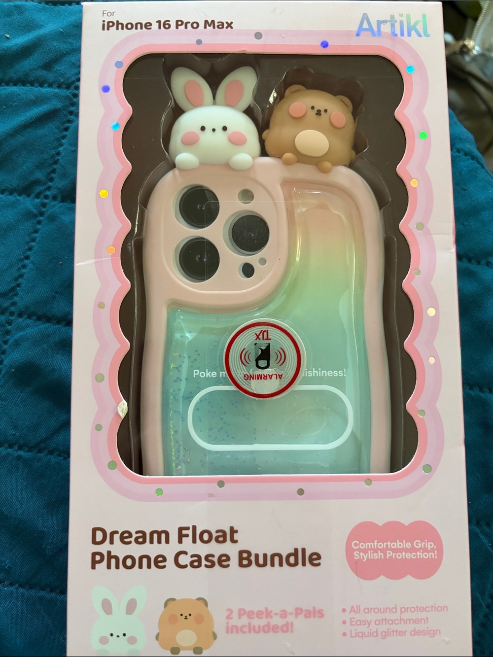 Dream Float Gradient iPhone 16 Pro Max Case with Bunny & Bear